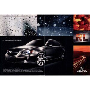 2008 Acura RL Sports Sedan 2 Page Vintage Print Ad Rain Autumn Leaves Wall Art
